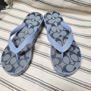 Coach Lynn Rubber Flip Flops Logo Print Size 8
